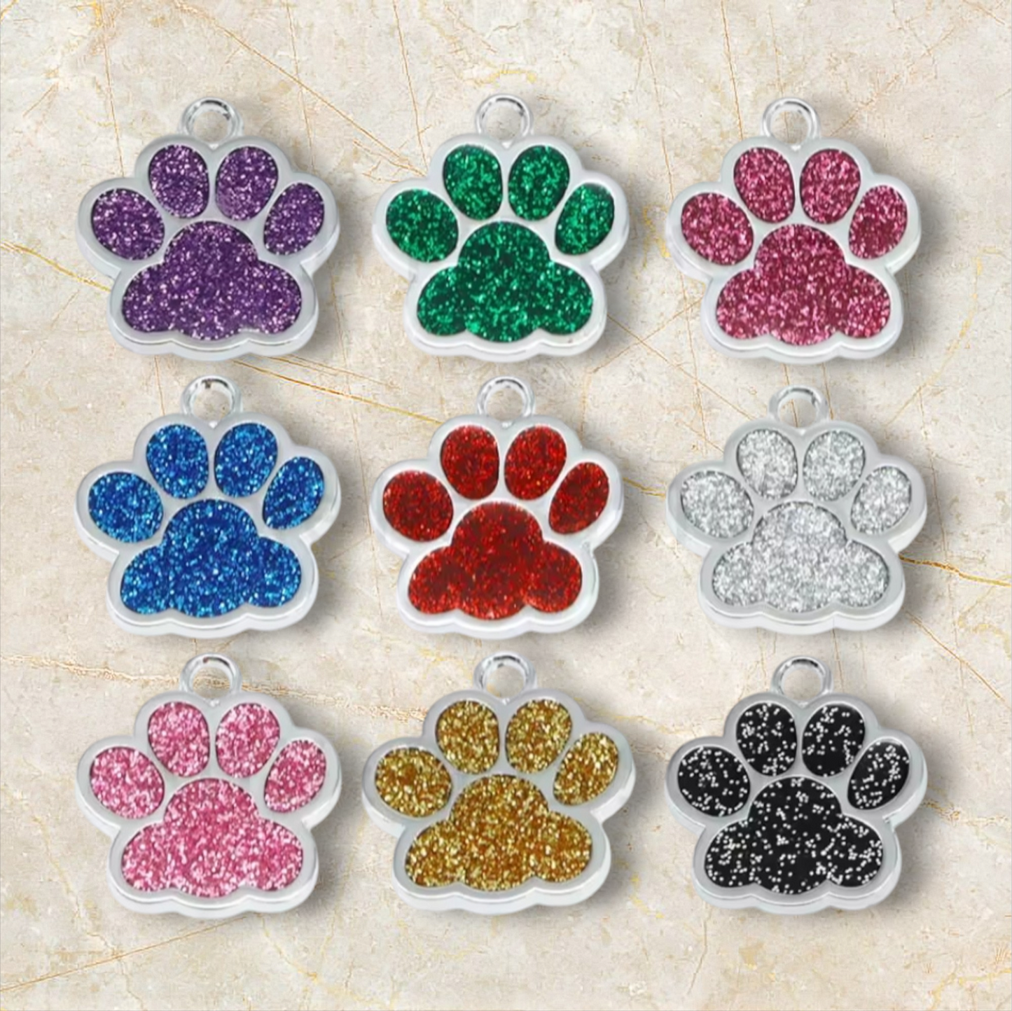 Médaille d'identification en forme de patte avec strass