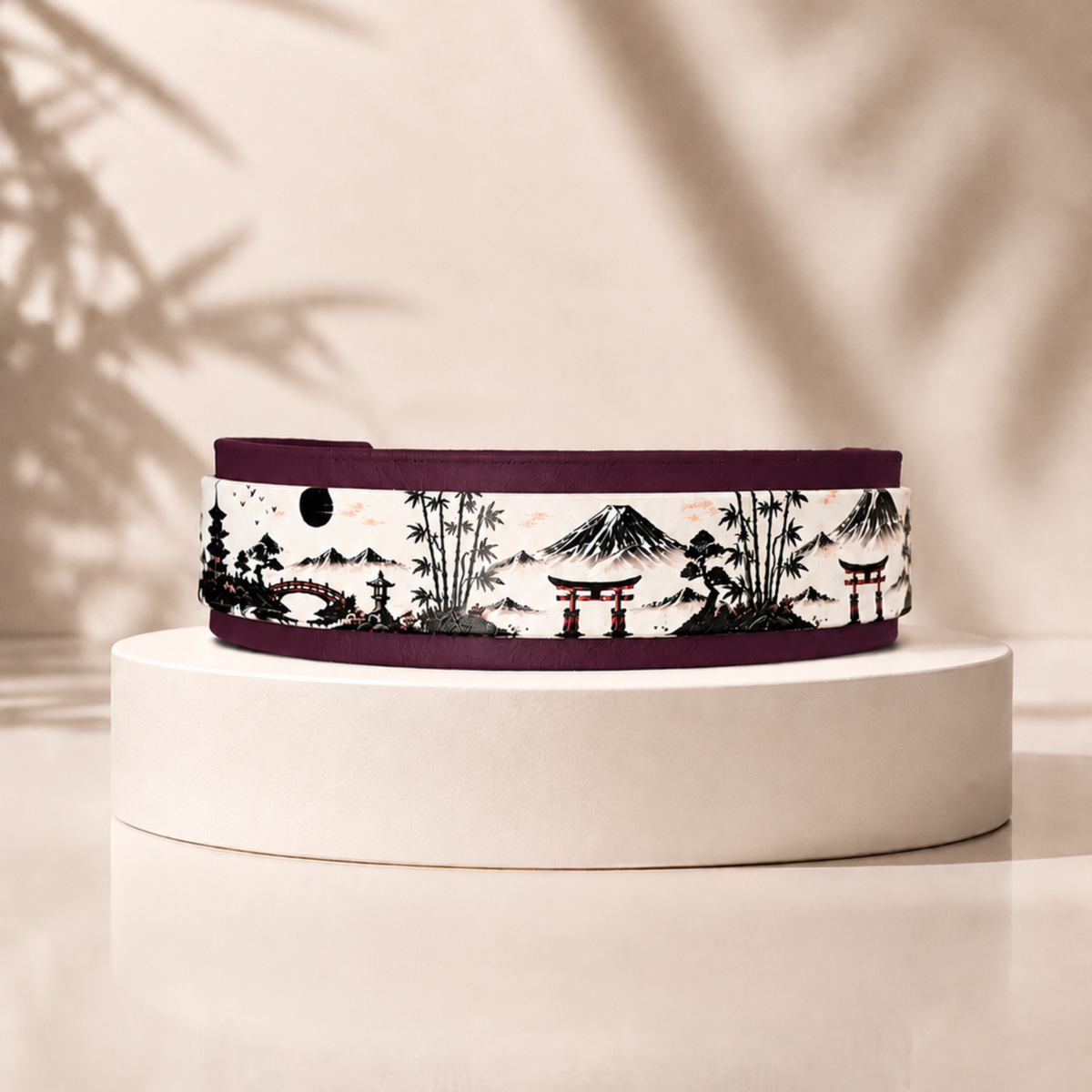 Collier pour chien Rêve de Sakura en Biothane avec impression UV et finition grape