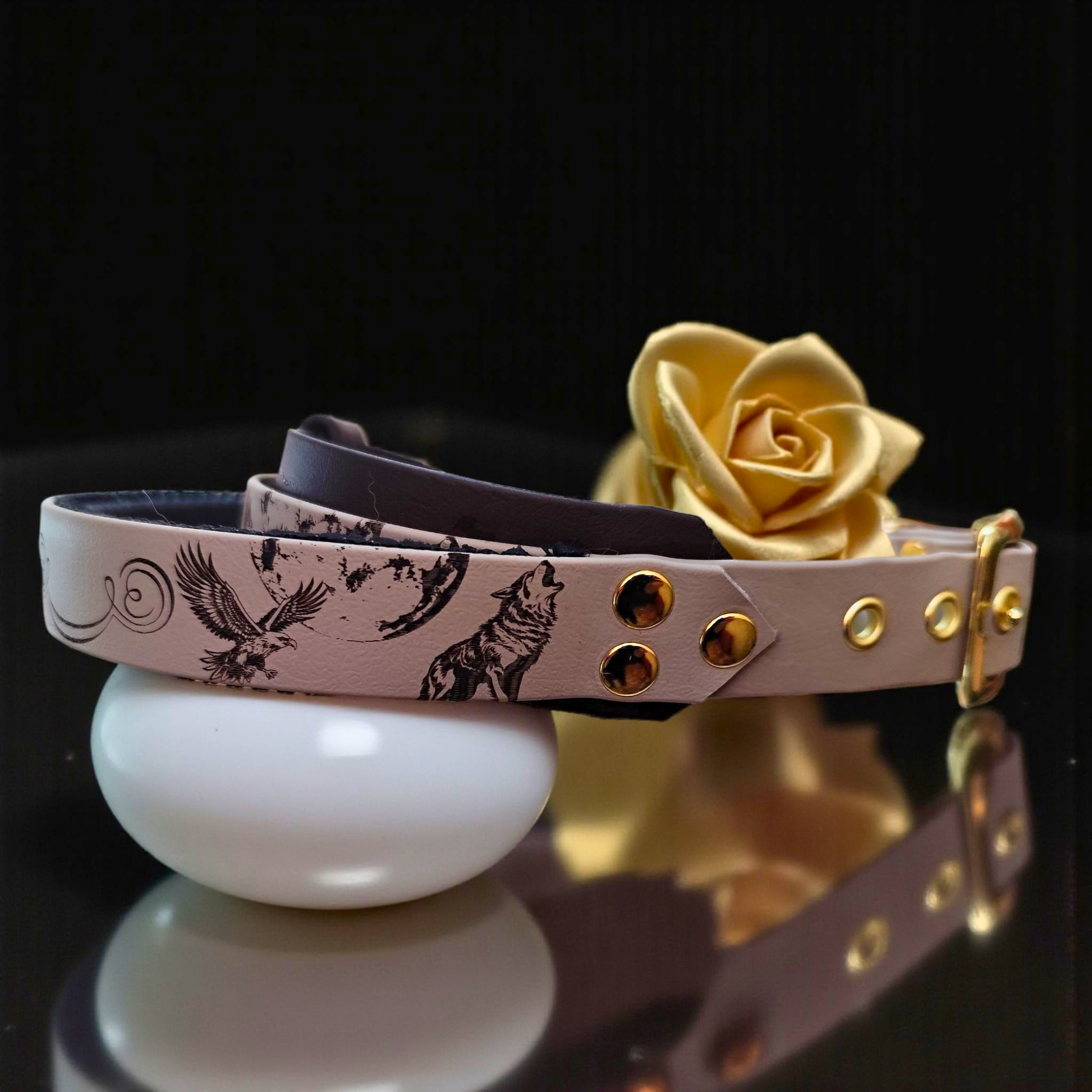 Collier chien biothane avec poignée Wild Spirit, vue latérale, finition artisanale en biothane