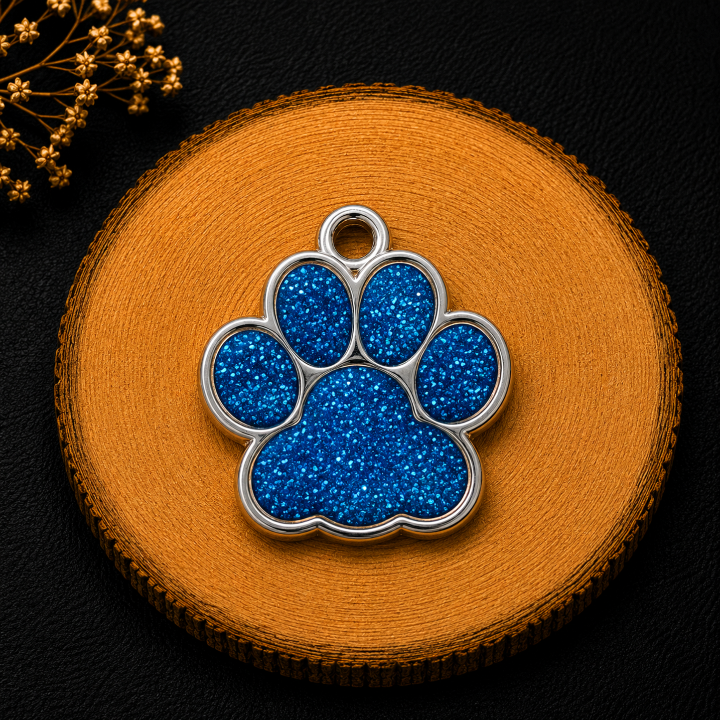 Médaille patte de chien personnalisée avec strass bleus clair , disponible en plusieurs coloris