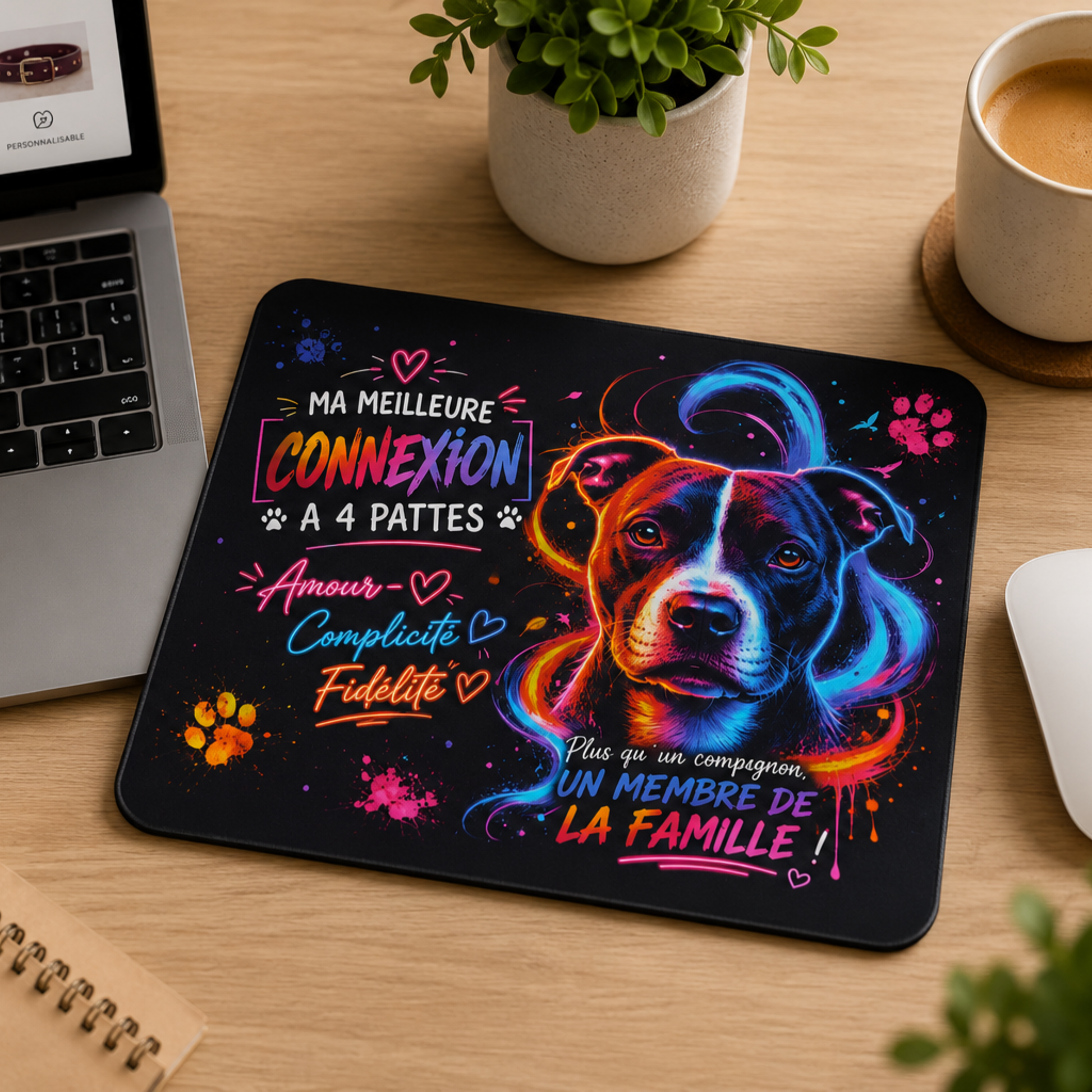 Cadeau personnalisé pour propriétaire de chien sur tapis de souris imprimé avec photo d'animal