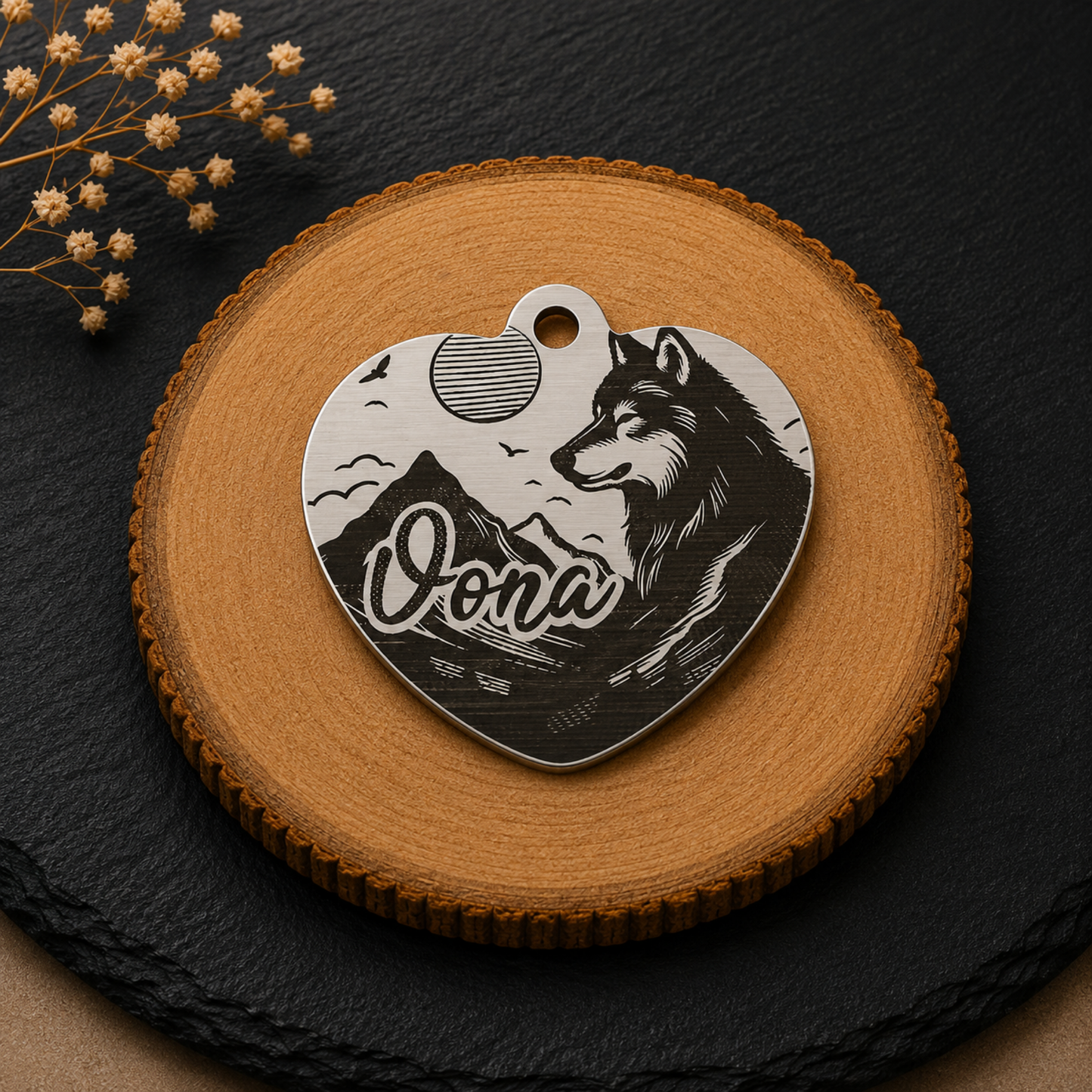 Médaille d’identification cœur personnalisée pour chien – Gravure