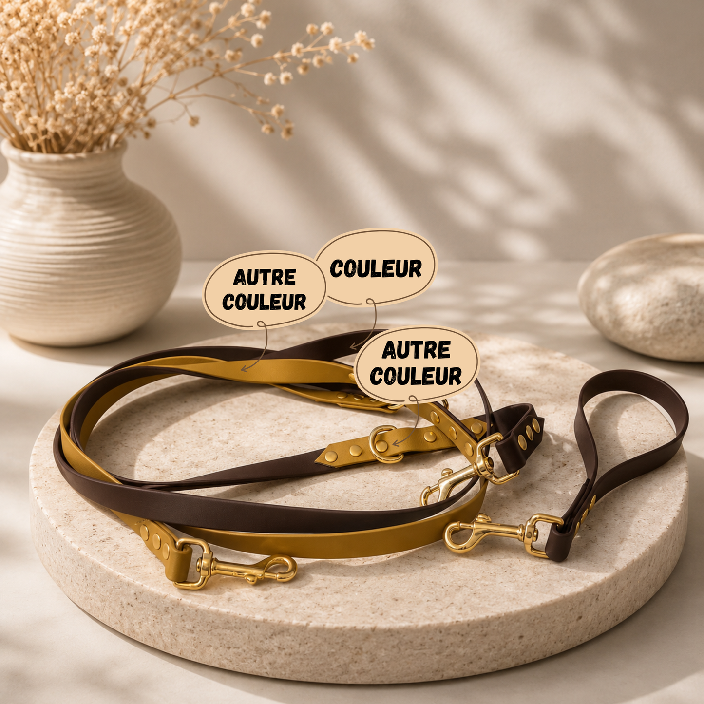 Laisse multiposition 3 mètres en Biothane® personnalisable