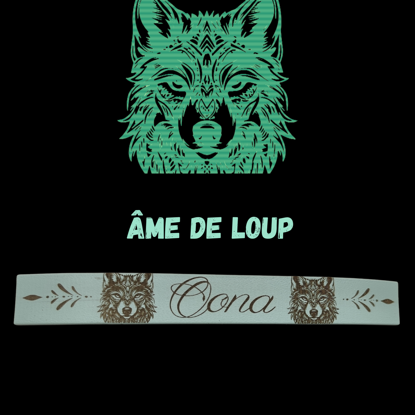 collier pour chien en biothane avec loup amérindien . collier spirituel