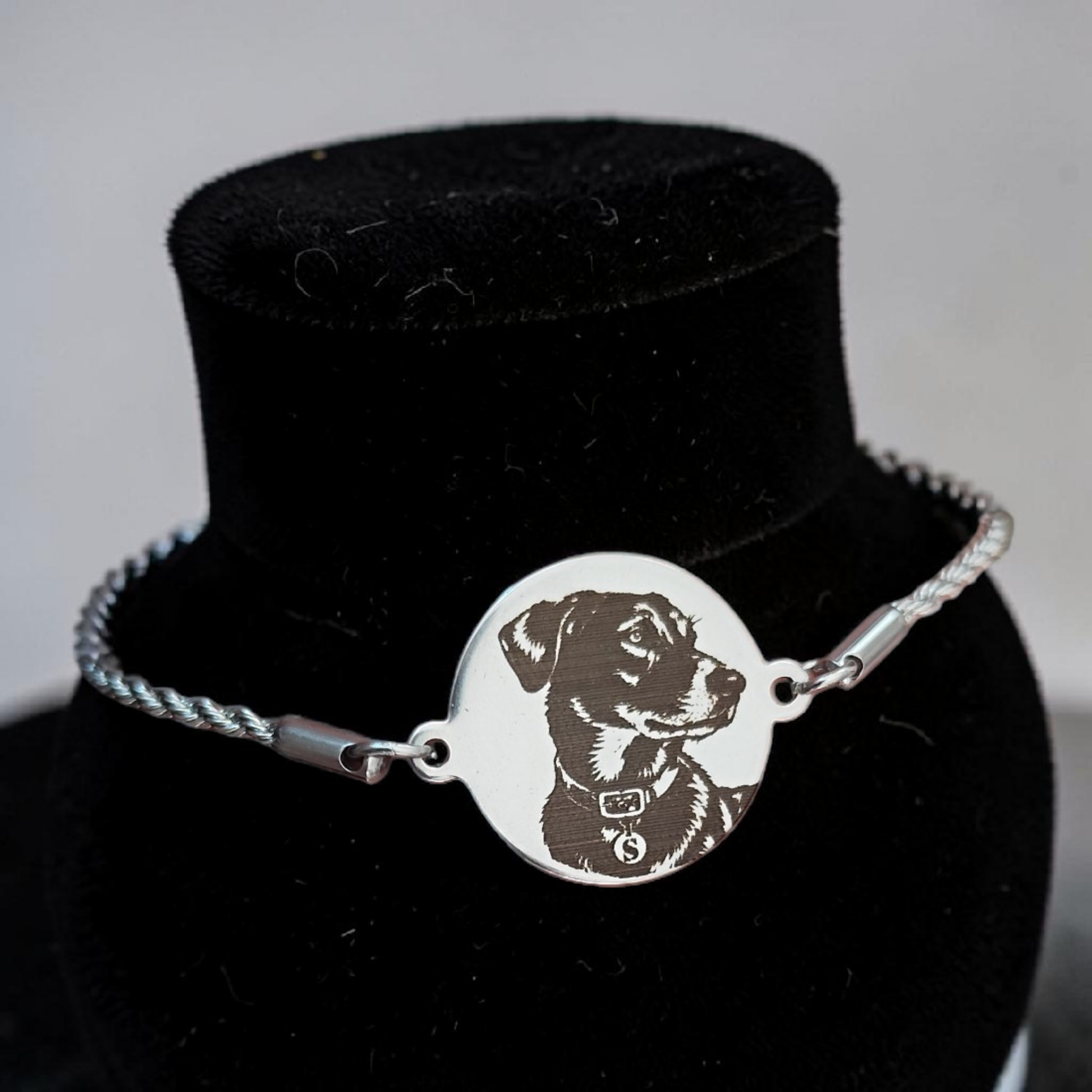 Bracelet chaîne acier inoxydable photo animal gravée