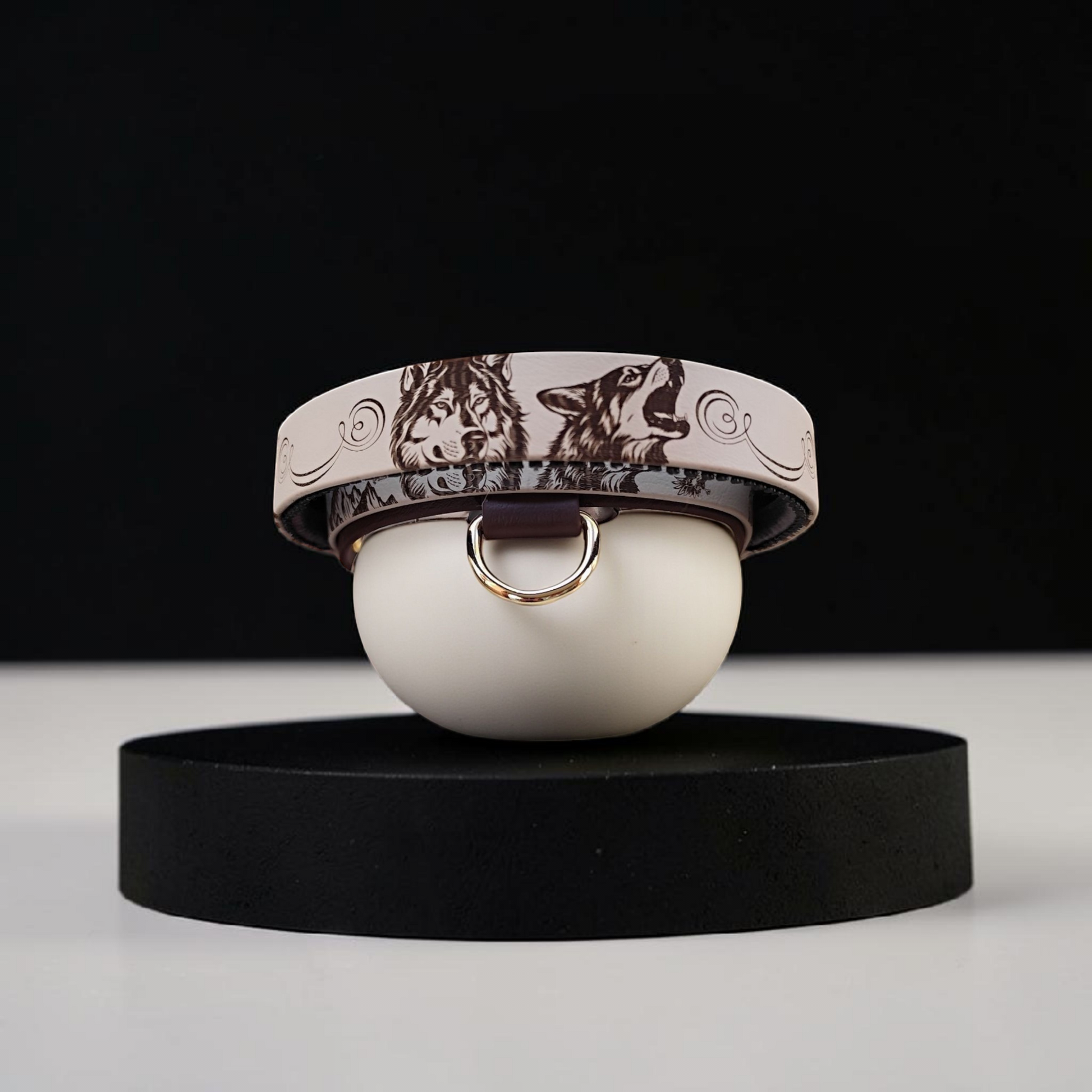 Collier chien biothane Wild Spirit avec poignée, vue de face, design personnalisé et solide