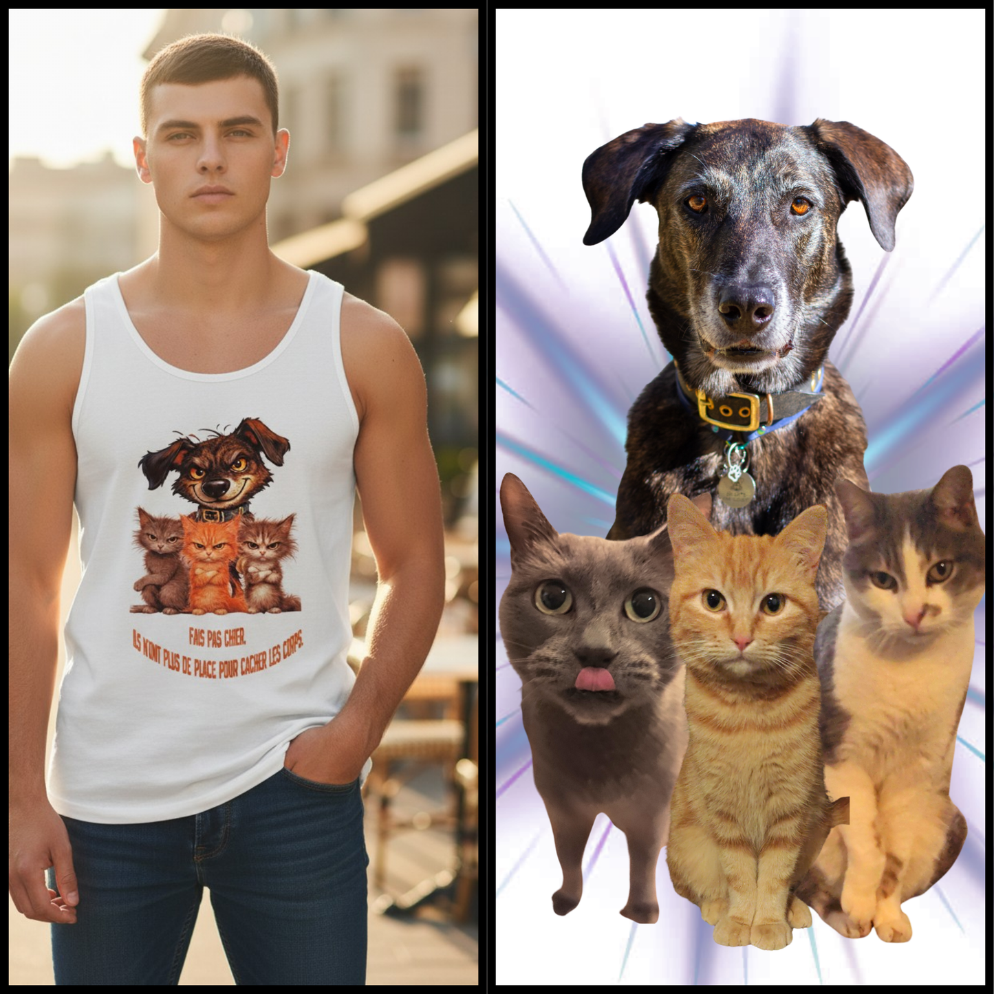 Débardeur personnalisé avec portrait d’animal de compagnie