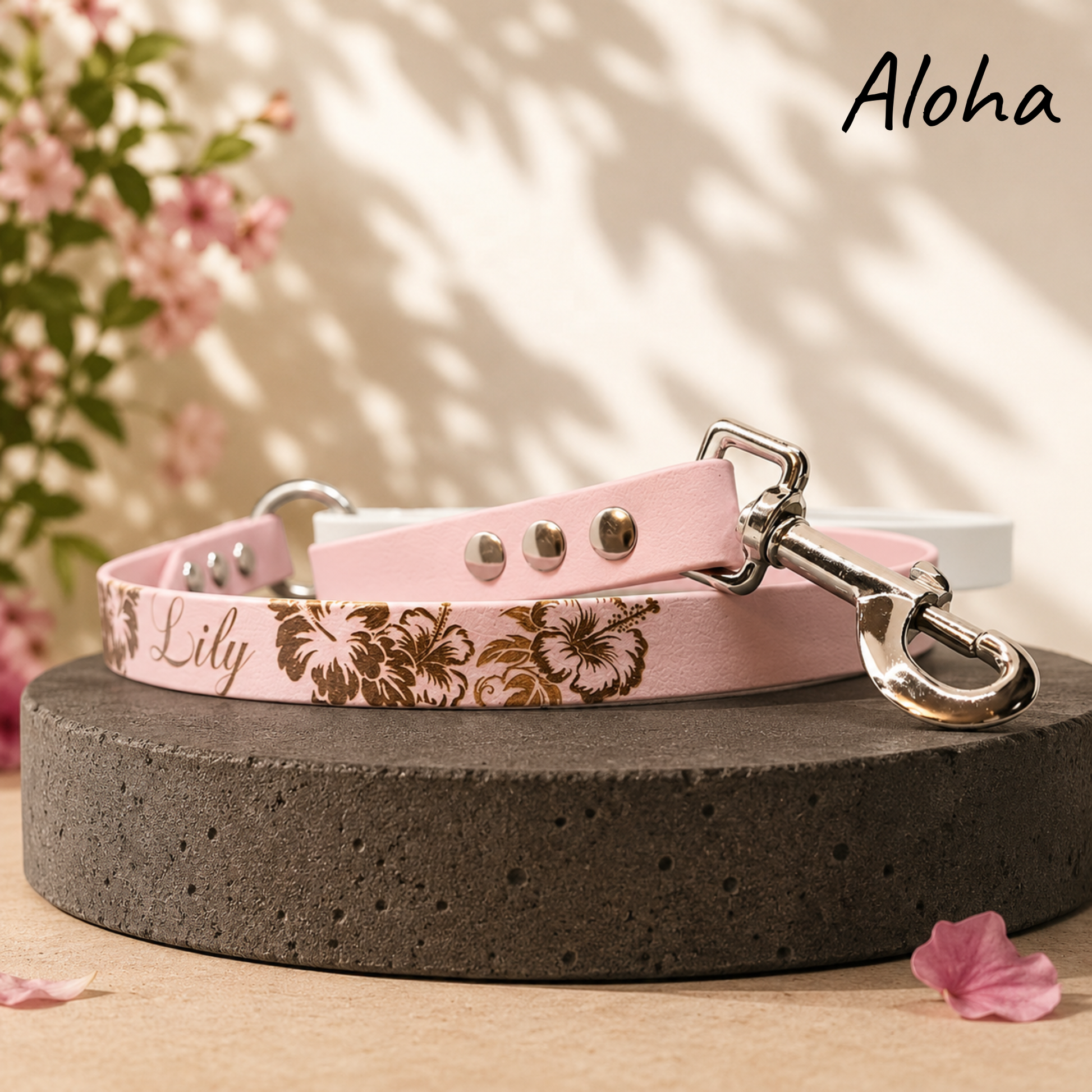 Laisse pour chien Aloha en Biothane personnalisée, colorée et résistante