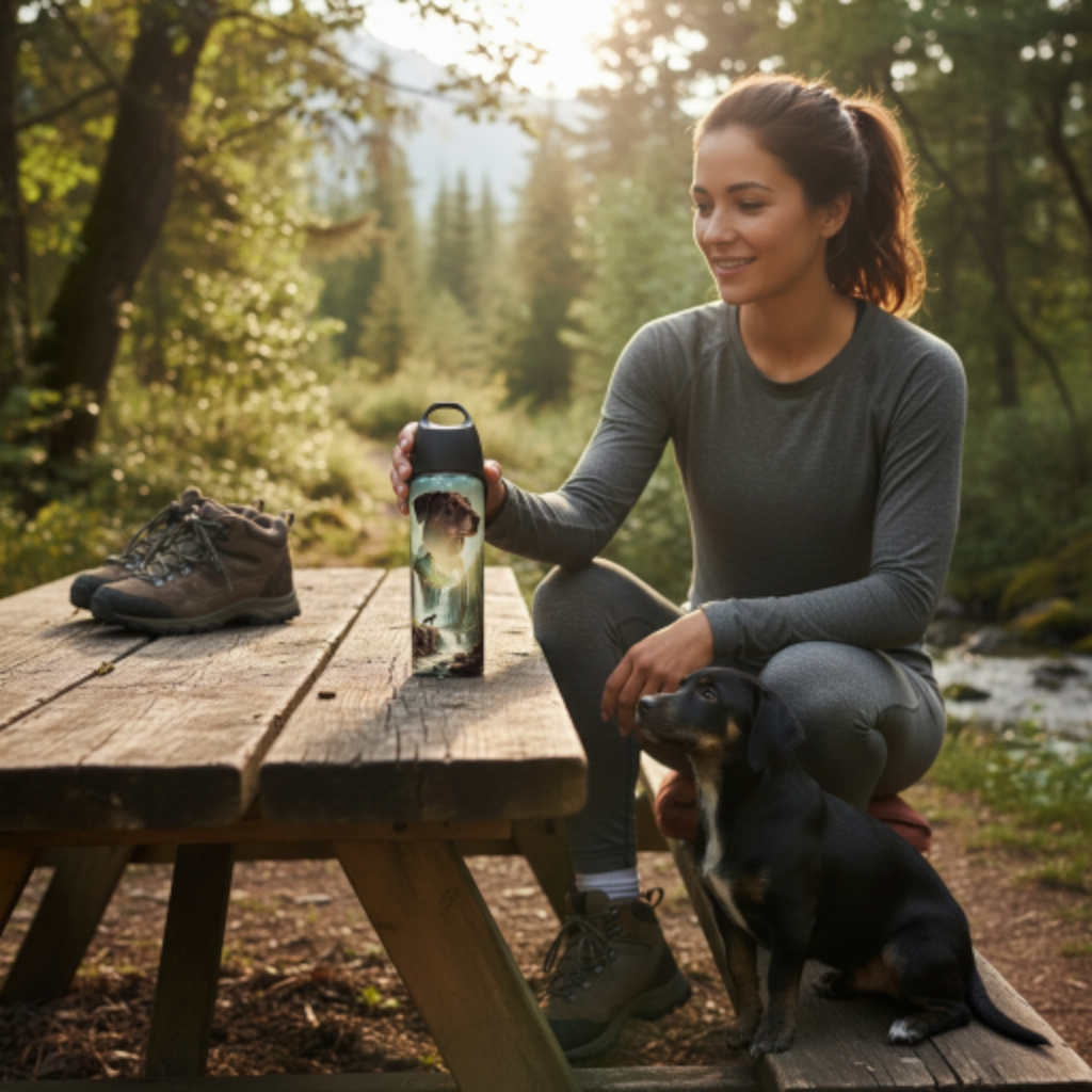 Gourde pour chien personnalisée 750 ml en acier inoxydable – Photo de votre chien