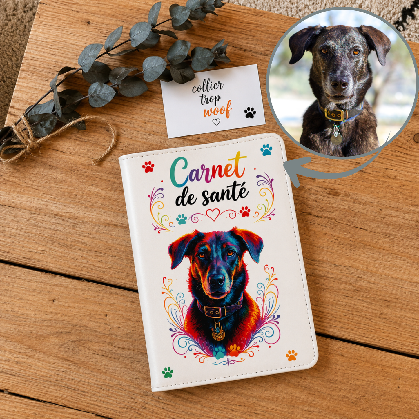 protège carnet de santé animal en simili cuir de 11.6 X 17.3 cm personnalisé avec la photo de votre animal de compagnie 
