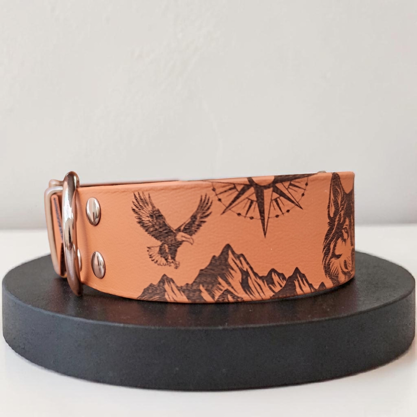 collier chien biothane marron clair vue de côté