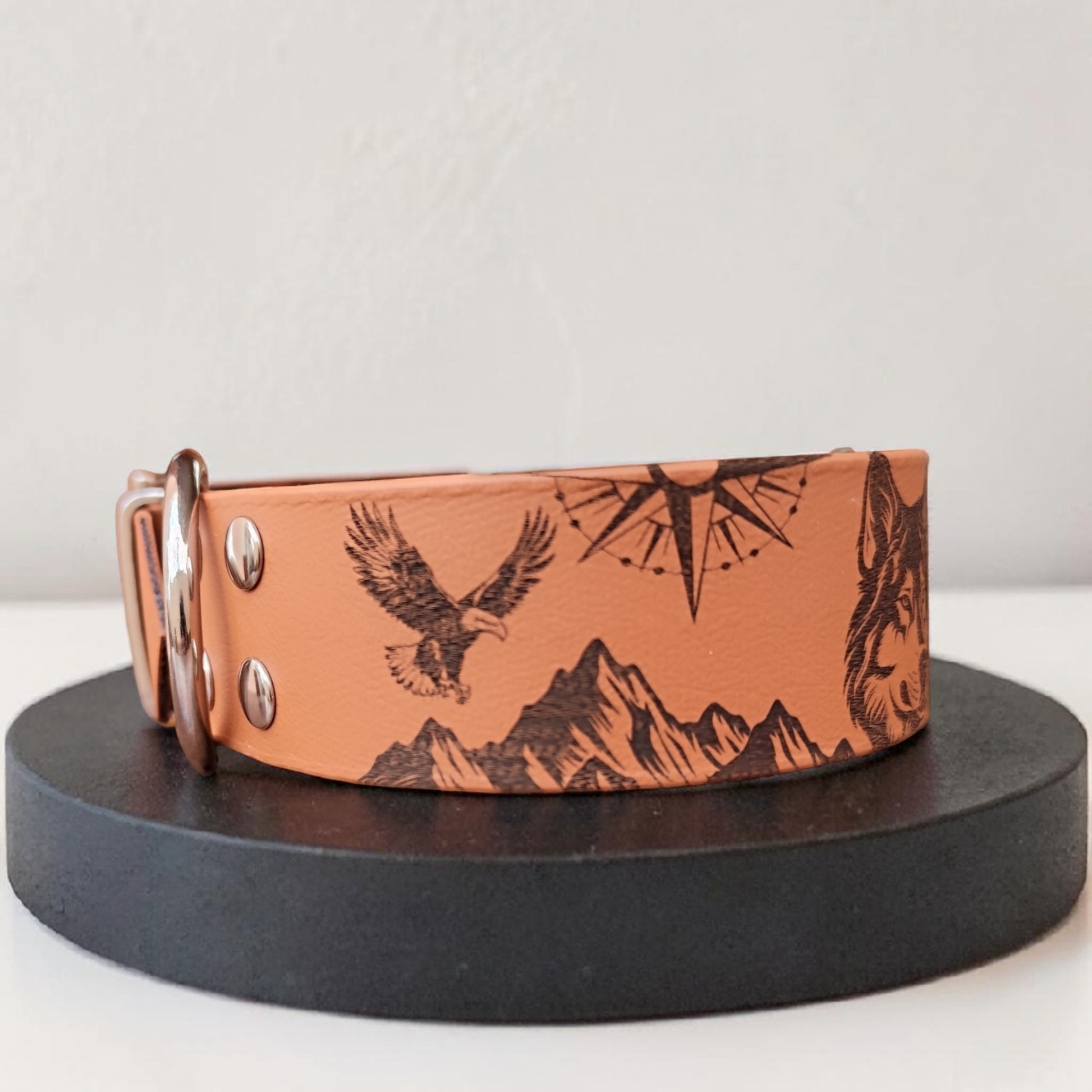 collier chien biothane marron clair vue de côté