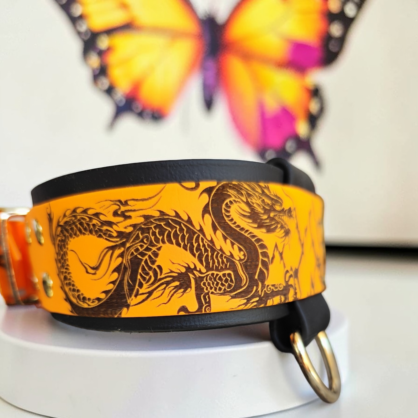 collier large pour chien de 50 mm avec motif de dragons 