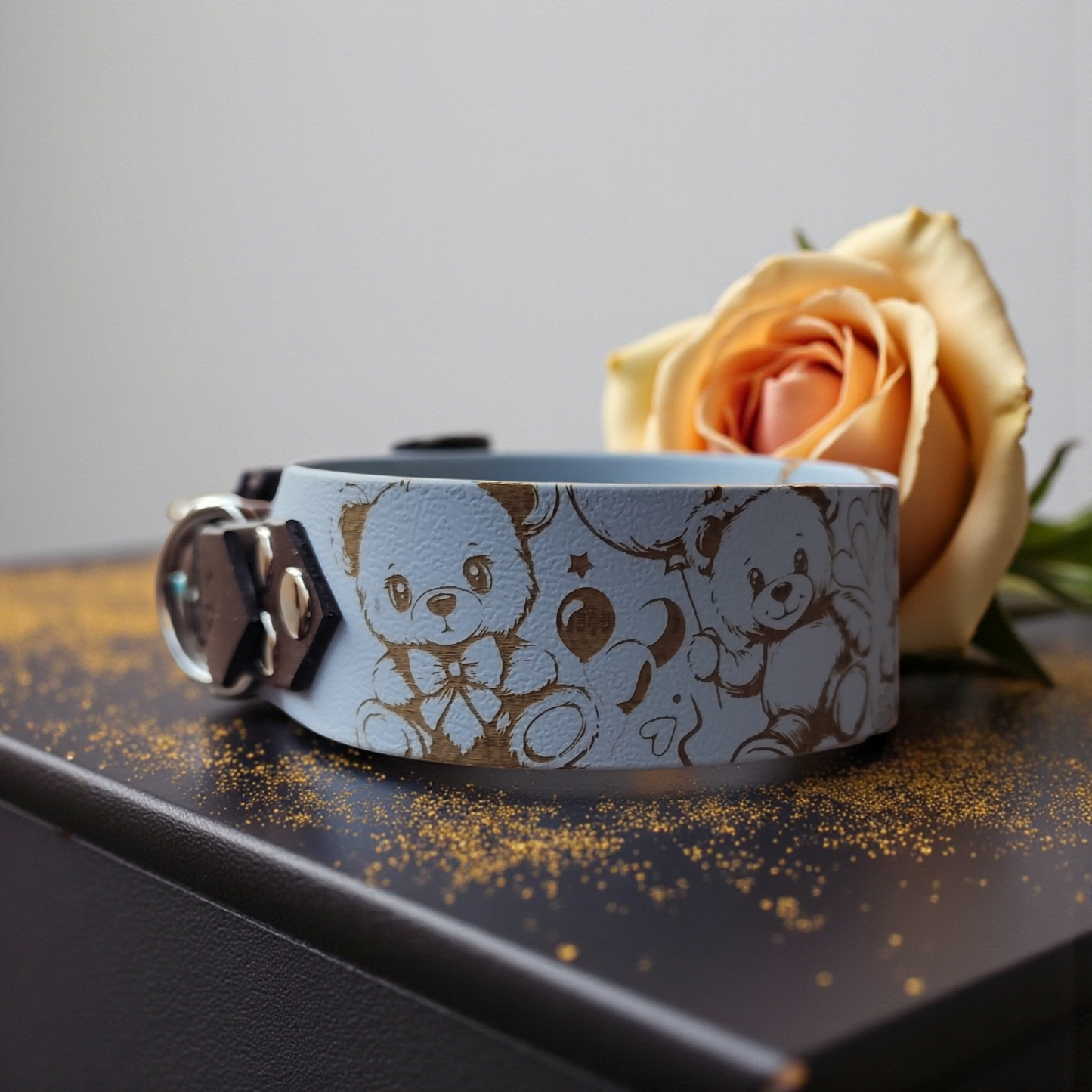 Collier pour chien personnalisé en biothane ourson – Teddy Love