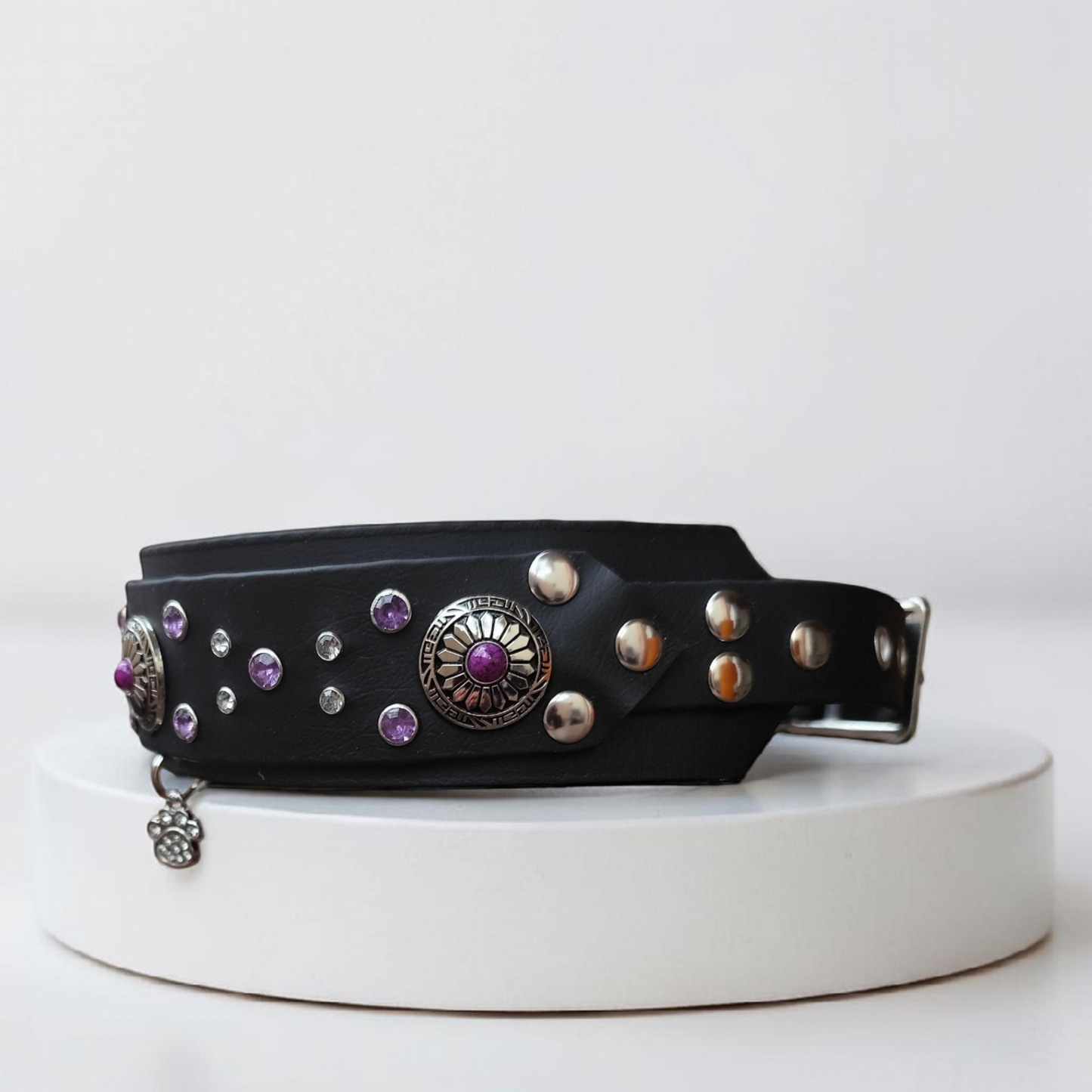 Collier chien grand modèle en biothane superposé vue latérale gauche avec bouclerie robuste
