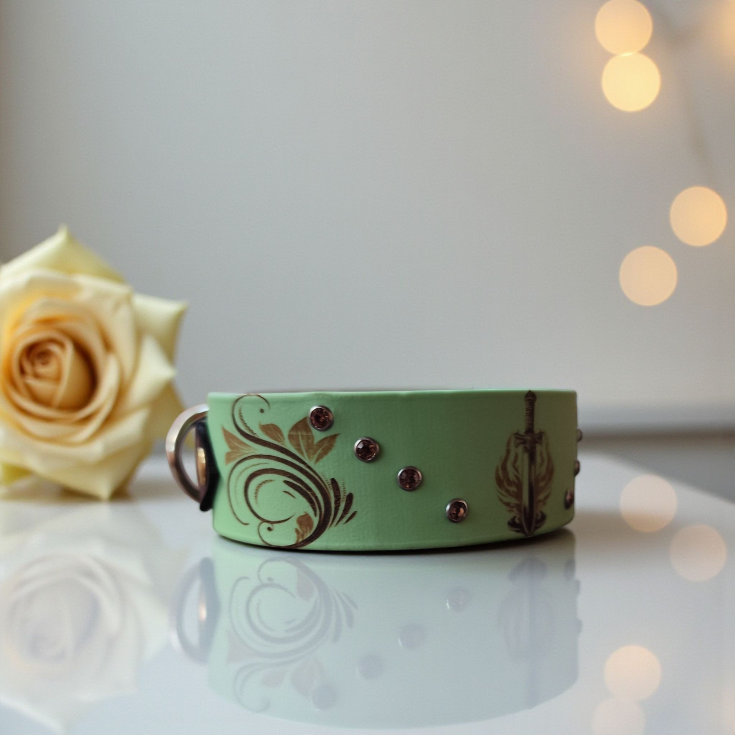 collier luxe biothane pour chien avec strass et gravure à personnaliser 